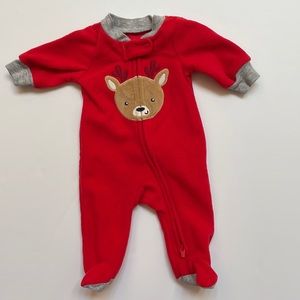 EUC Carter’s preemie fleece sleep and play 2 way zip Reindeer